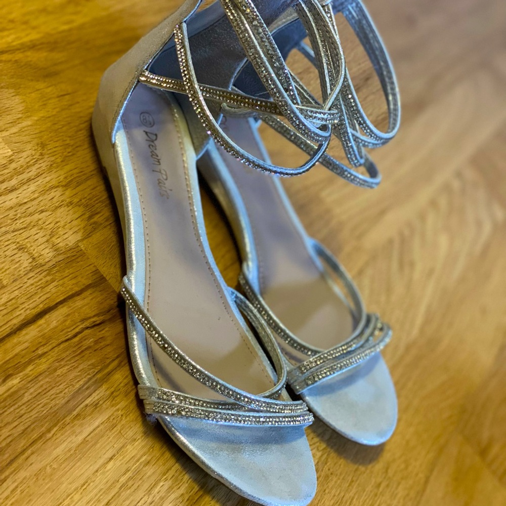 Dream Pairs silver dress sandal with ankle rhinestones
